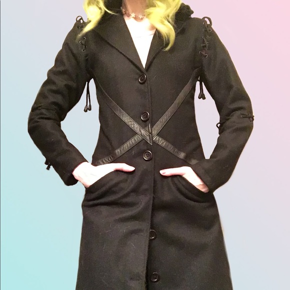 HEAVY RED “Stitched” Duster Button-up Coat Sz Sm - Picture 6 of 7